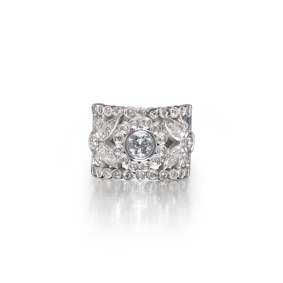 9ct white gold Diamond Cluster Ring South Africa, bezel set centre diamond