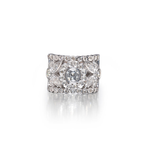9ct white gold Diamond Cluster Ring South Africa, bezel set centre diamond