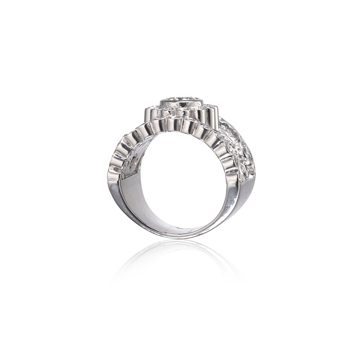 9ct White Gold Diamond Cluster Ring side view