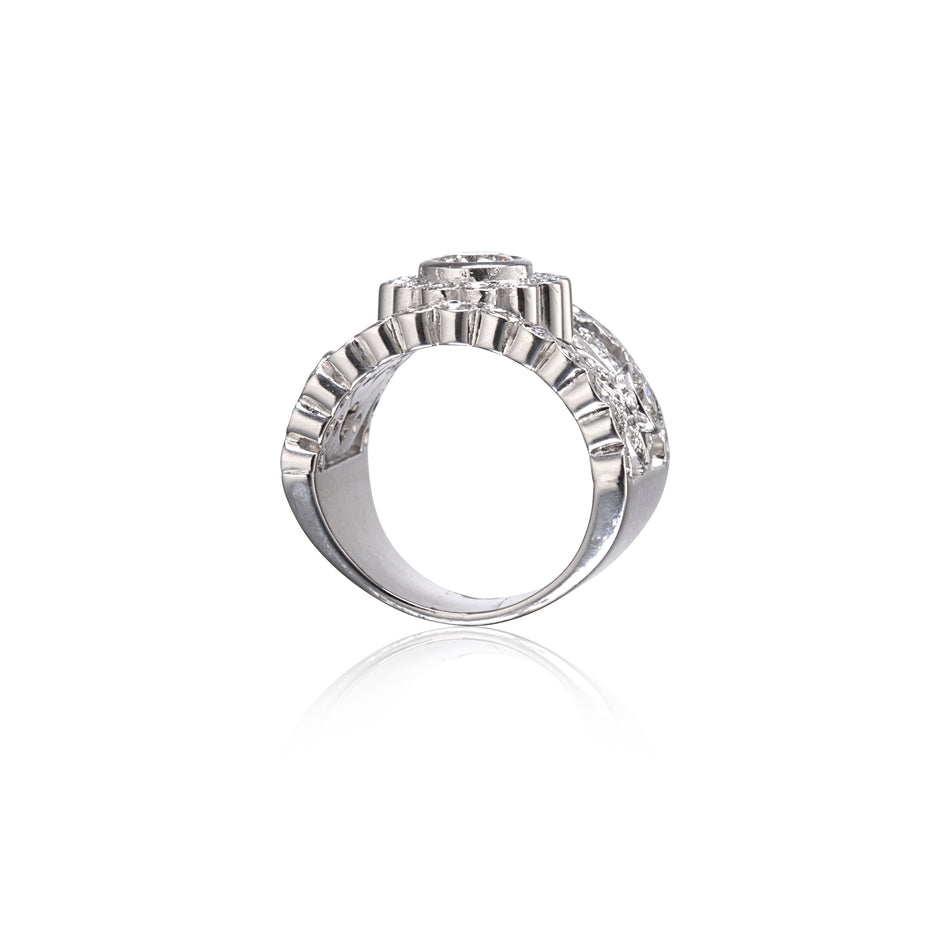 9ct White Gold Diamond Cluster Ring side view