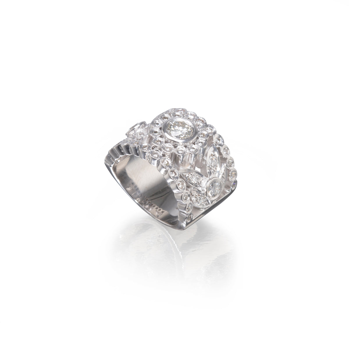 9ct White Gold Diamond Cluster Ring top view