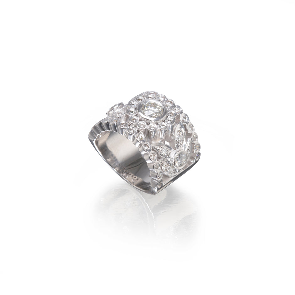 9ct White Gold Diamond Cluster Ring top view