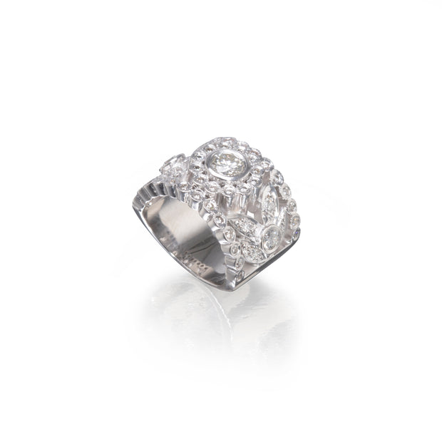 9ct White Gold Diamond Cluster Ring top view