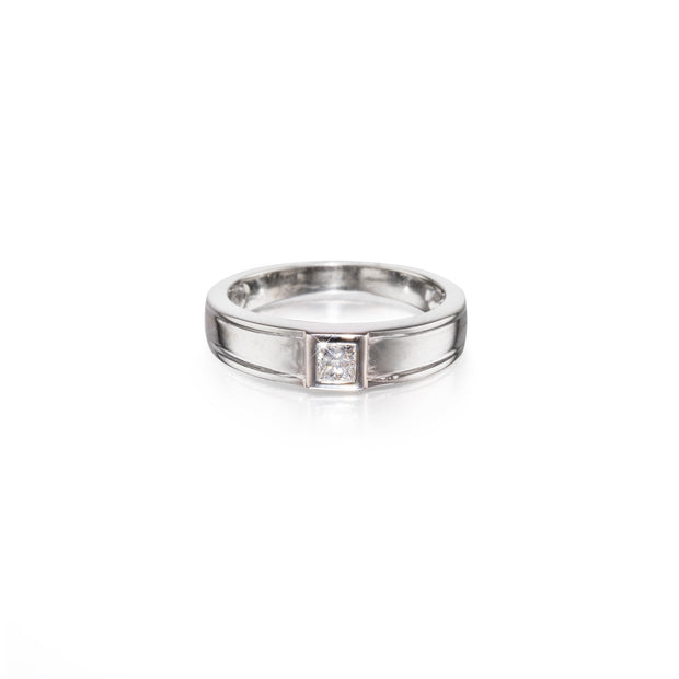 9ct White Gold Diamond Ring on white background