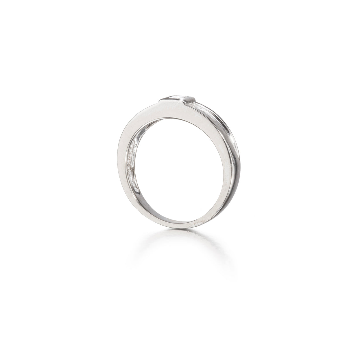 9ct White Gold Diamond Ring side view on white background
