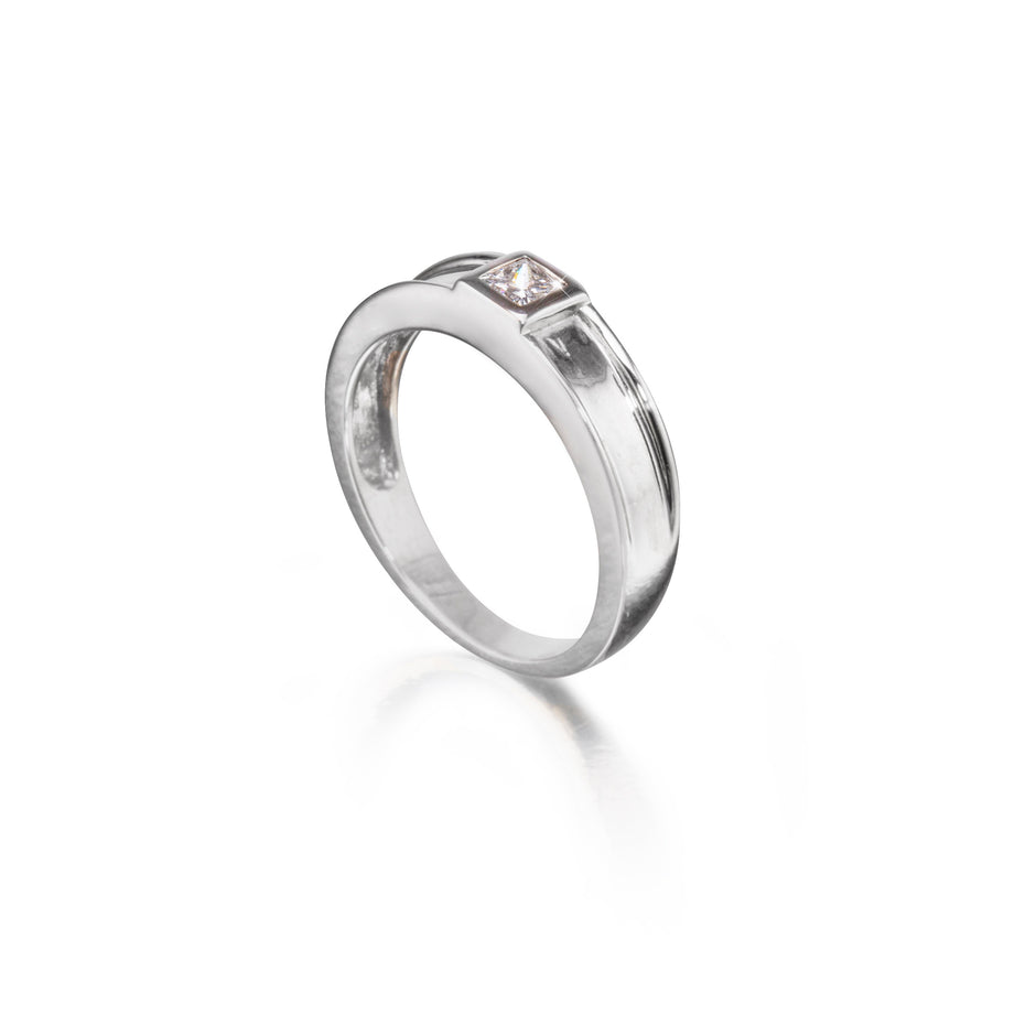 9ct White Gold Diamond Ring top view on white background