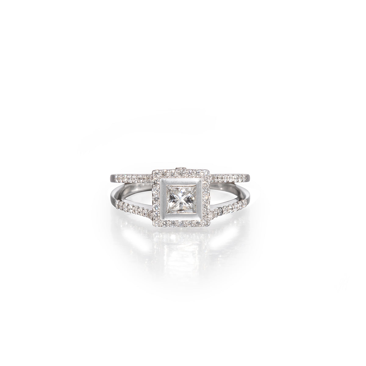 9ct white gold princess cut diamond halo ring split eternity band