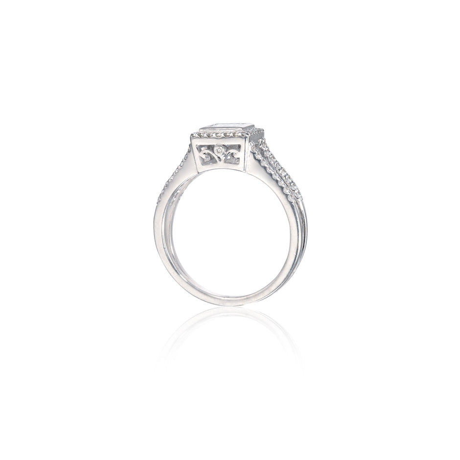 9ct White Gold Split Eternity Princess Cut Diamond Halo Ring side view