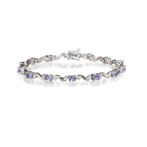 9ct white gold tanzanite and diamond bracelet, available in South Africa