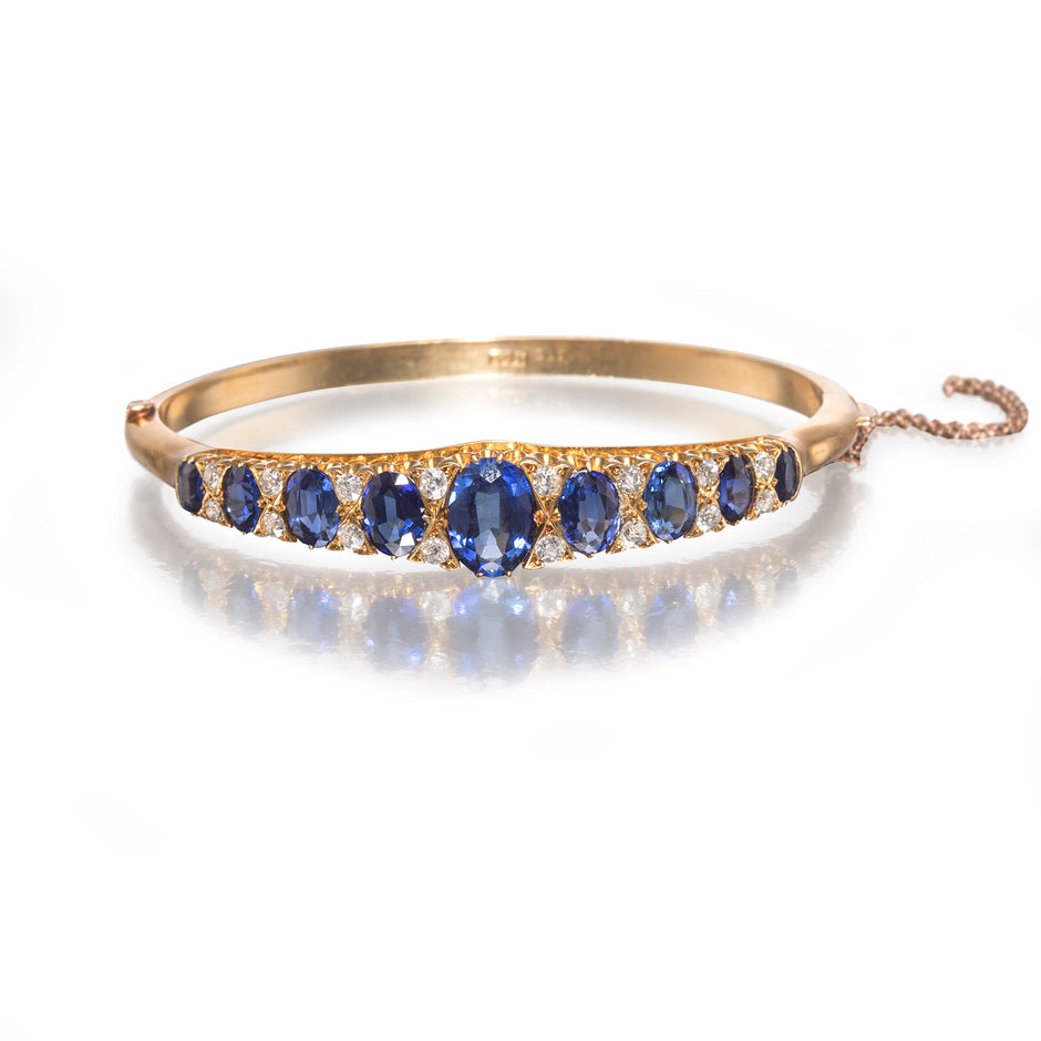 Antique Victorian sapphire and diamond bangle, available in South Africa