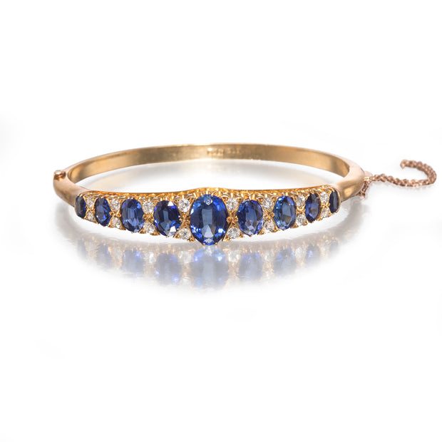 Antique Victorian sapphire and diamond bangle, available in South Africa