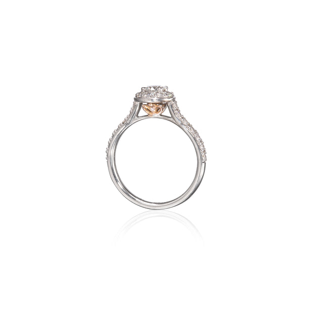 Browns 18ct Two Tone Gold Diamond Halo Engagement Ring side view