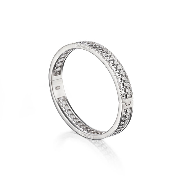 Browns 18ct White Gold Chorus Diamond Bangle Side view