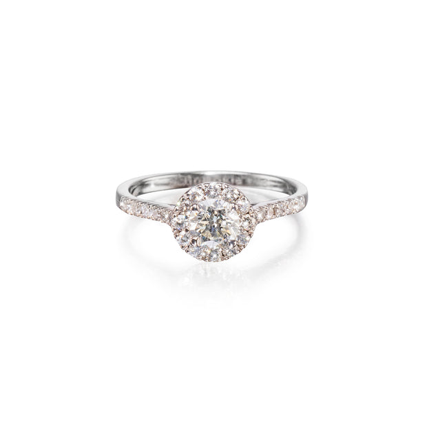 Pre-owned Browns 18ct white gold diamond halo ring, available in South Africa