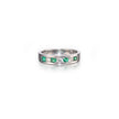 Browns 18ct White Gold Emerald and Diamond Channel Set Ring on white background