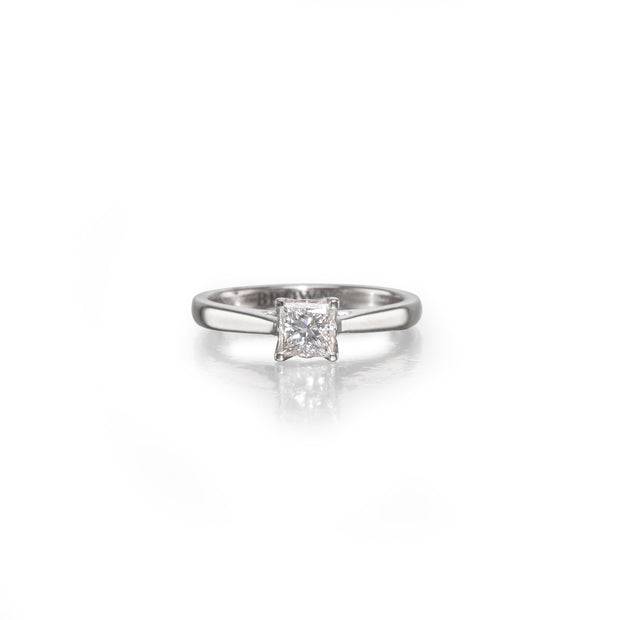 Browns 18ct White Gold Princess Diamond Solitaire Ring front view