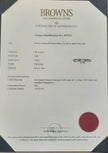 Certificate of Authenticity for a diamond ring from Browns The Diamond Store
