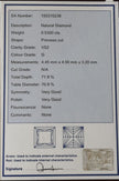 Diamond certification card with detailed information about a natural diamond.