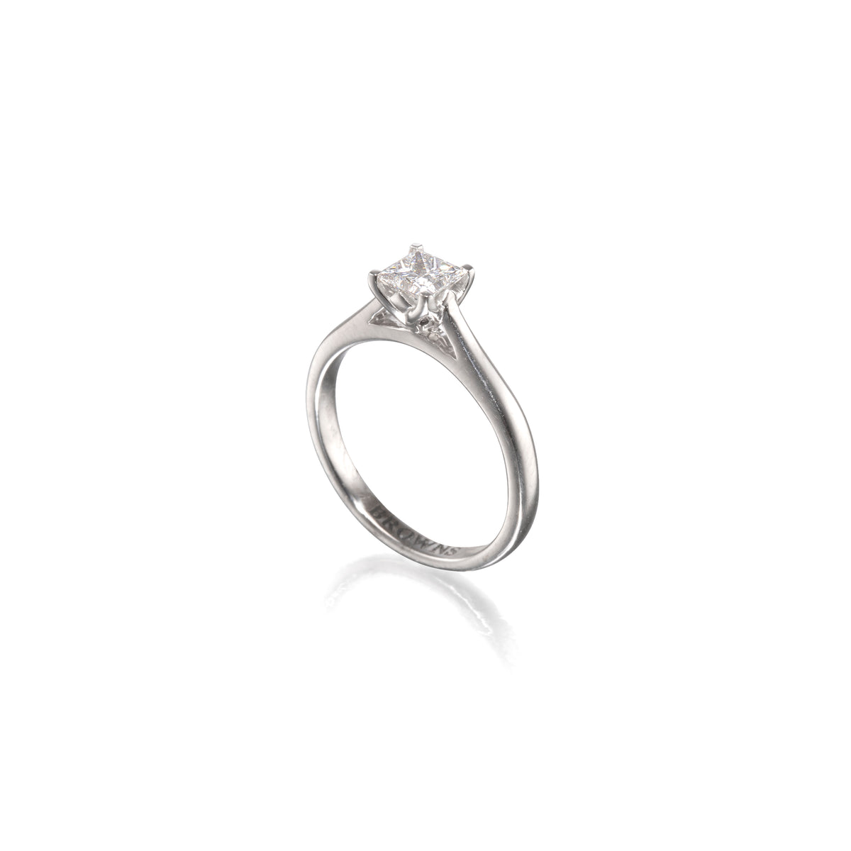 Browns 18ct White Gold Princess Diamond Solitaire Ring top view