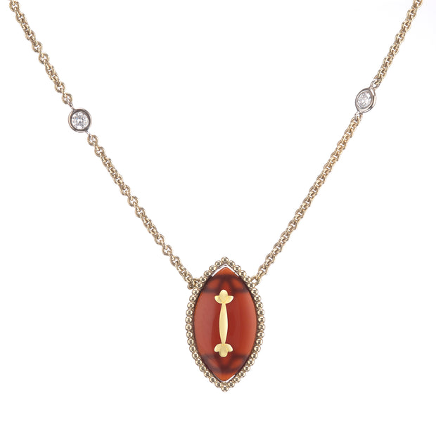 Browns 18ct yellow gold carnelian diamond Safari necklace