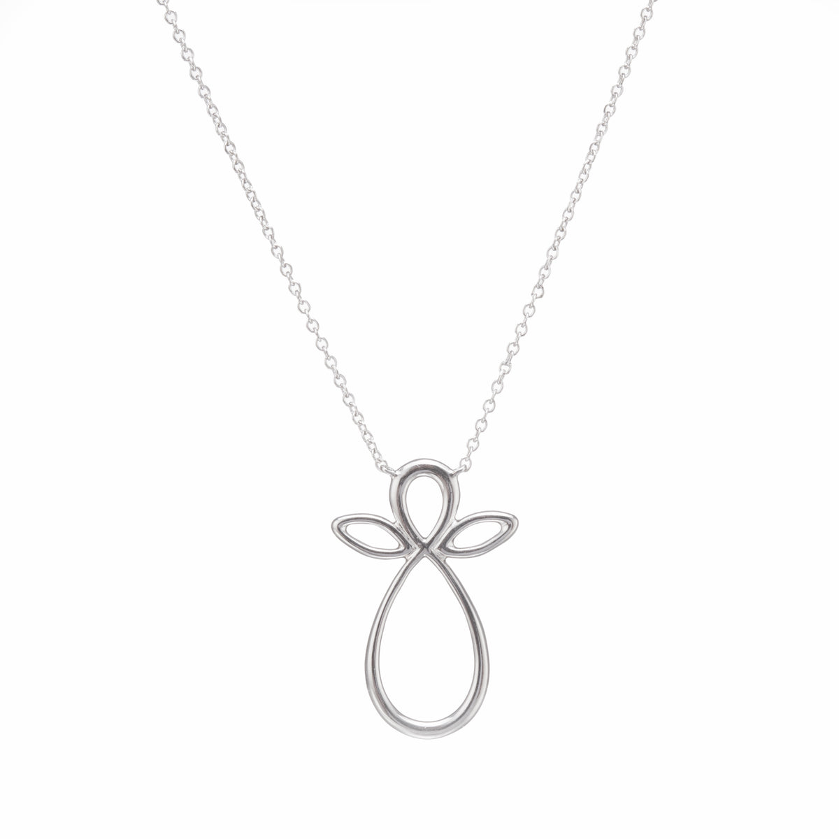 White gold cross-shaped pendant on a chain against a white background