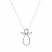 White gold cross-shaped pendant on a chain against a white background