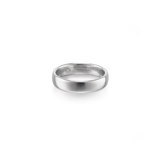 White gold ring on a white background