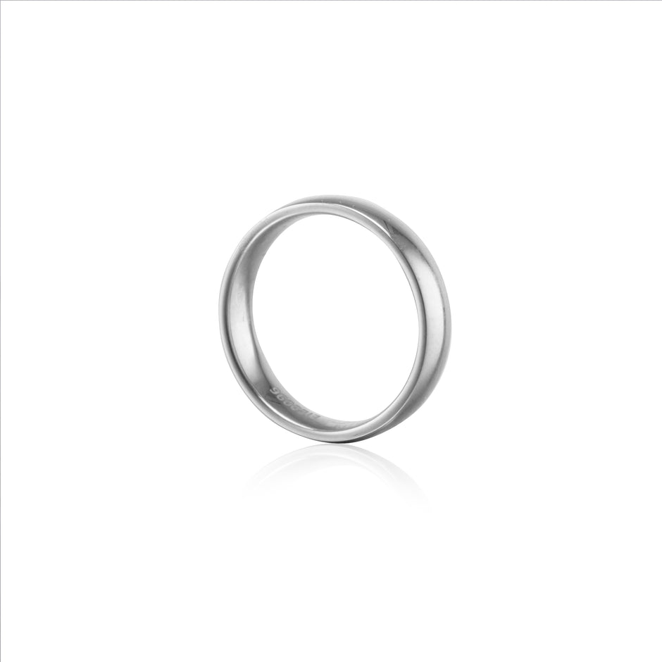 White gold ring on a white background