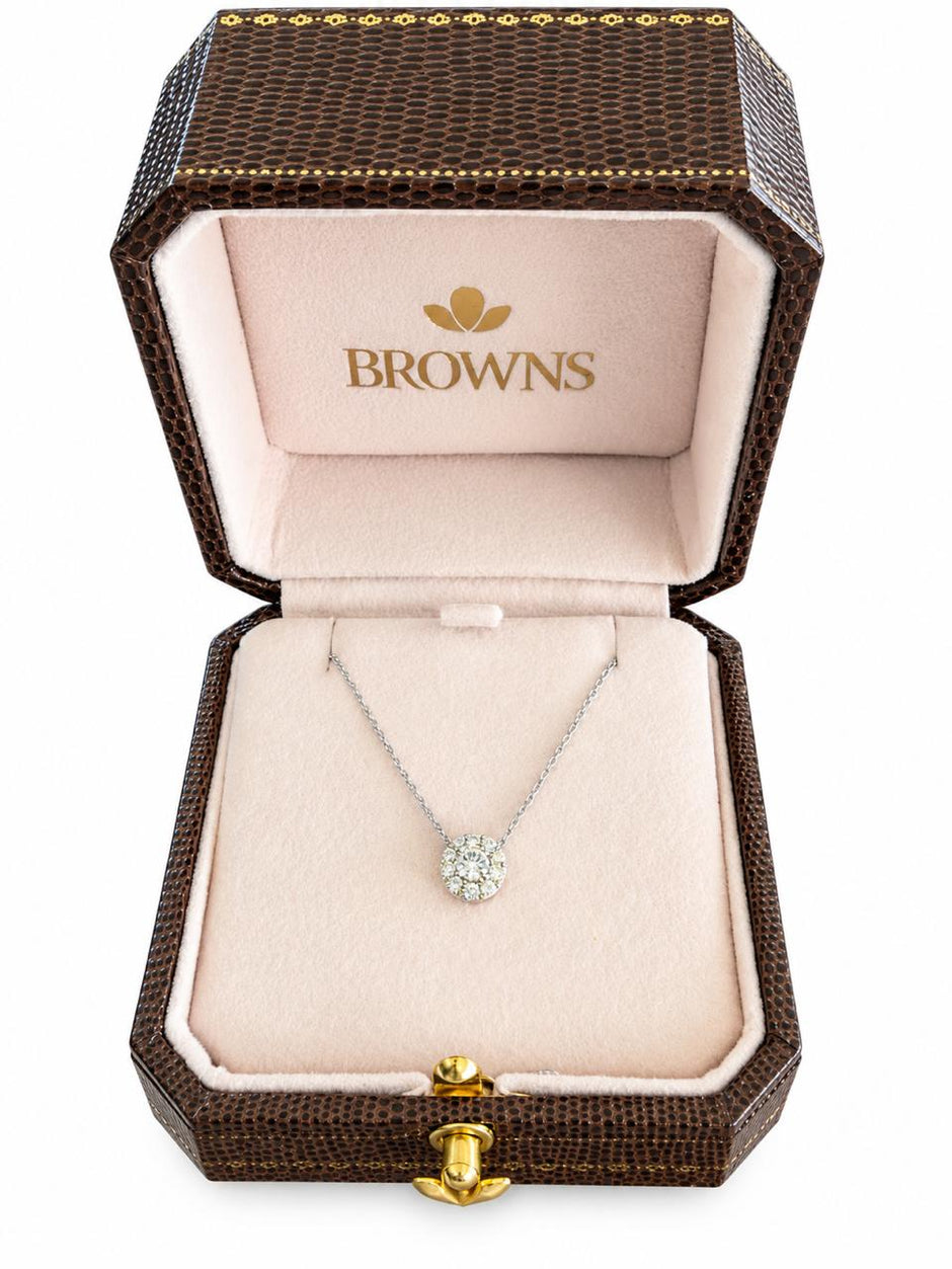 Browns Diamond Guardian Angel Halo Necklace set in 18ct Two Tone Gold in Browns box
