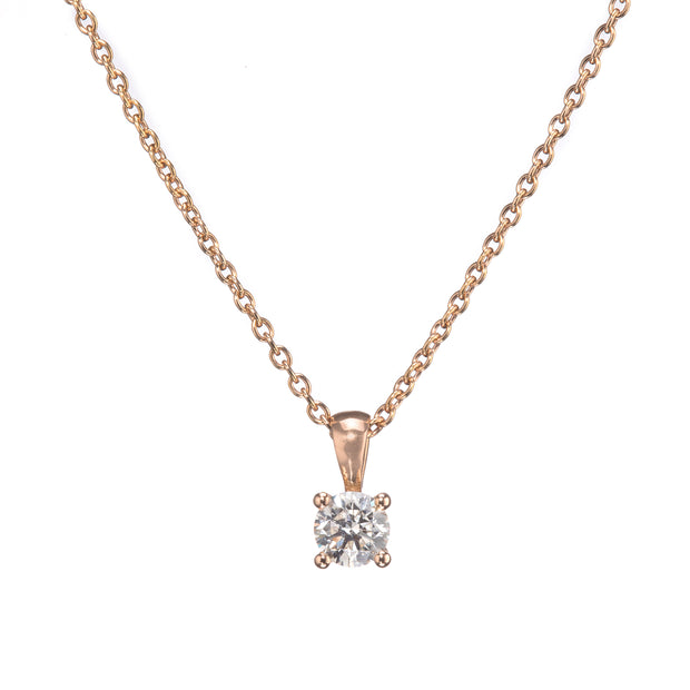 Browns Diamond Protea Solitaire Pendant 18ct Rose Gold Chain
