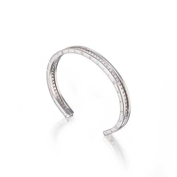 Bzero 18ct White Gold BVLGARI Open Bangle side view