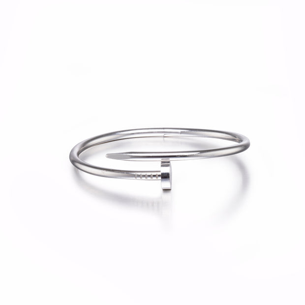 White gold bracelet on a white background