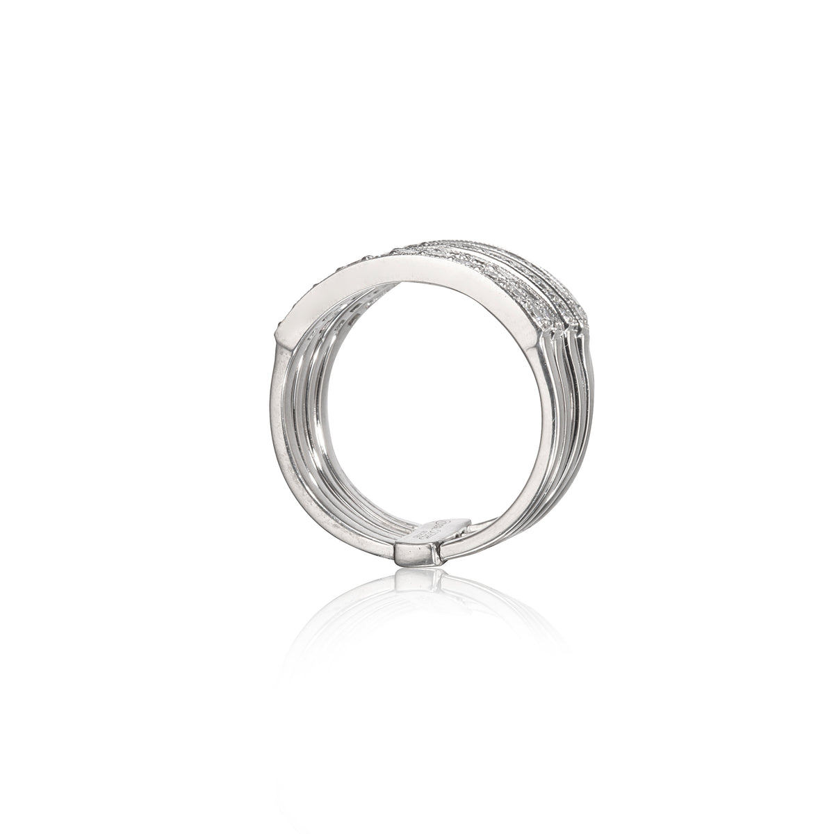 Charles Greig 18ct White Gold Multi-Band Eternity Stack Harem Ring side view on white background