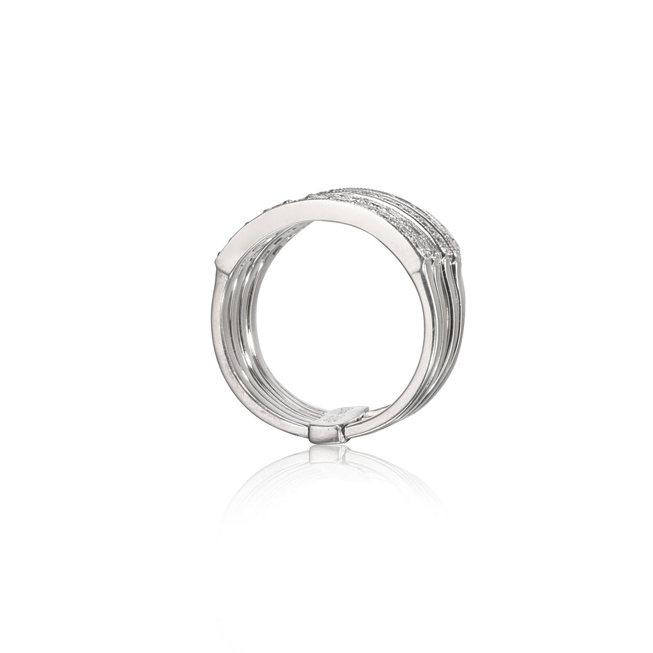 Charles Greig 18ct White Gold Multi-Band Eternity Stack Harem Ring side view on white background