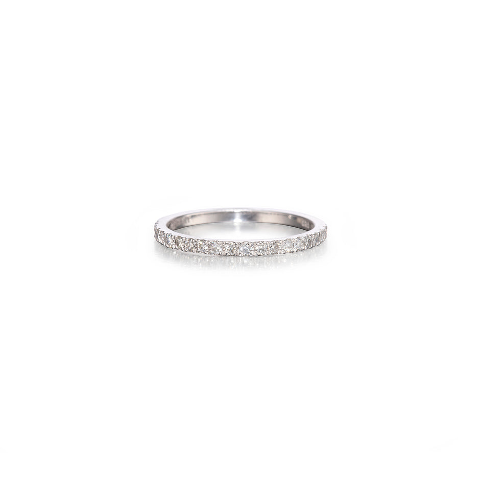 Cherry Design 18ct White Gold Half Diamond Eternity Ring on white background