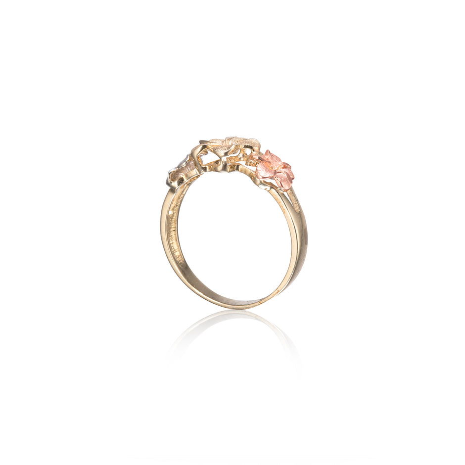 9ct Tri-Colour Floral Ring