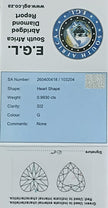 Diamond certification card with EGL logo and diamond details on a blue background