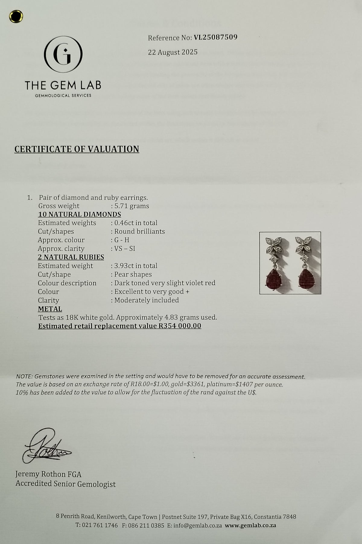 18ct White Gold Ruby and Diamond Flower Hanging Earrings