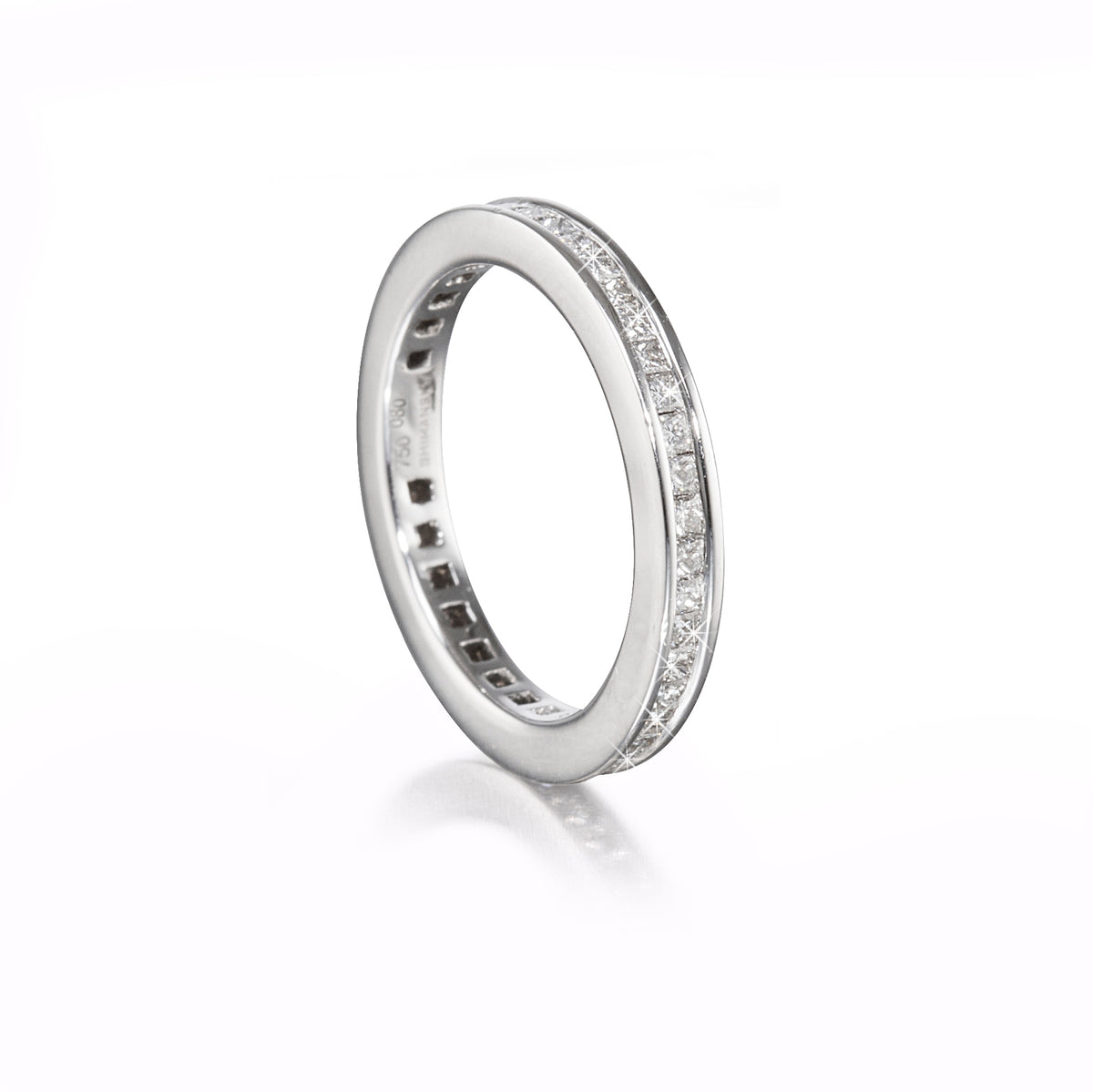 18ct White Gold Square Cut Diamond Full Eternity Shimansky Ring ...