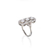 Vintage 18ct White Gold Art-Deco Triple Cluster Milgrain Diamond Ring