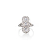 Vintage 18ct White Gold Art-Deco Triple Cluster Milgrain Diamond Ring