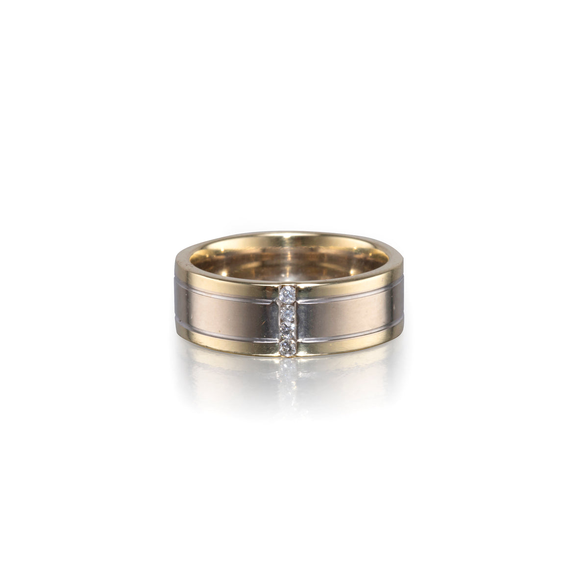 Browns 9ct Two Tone White and Yellow Gold Diamond Channel Set Diamond Band