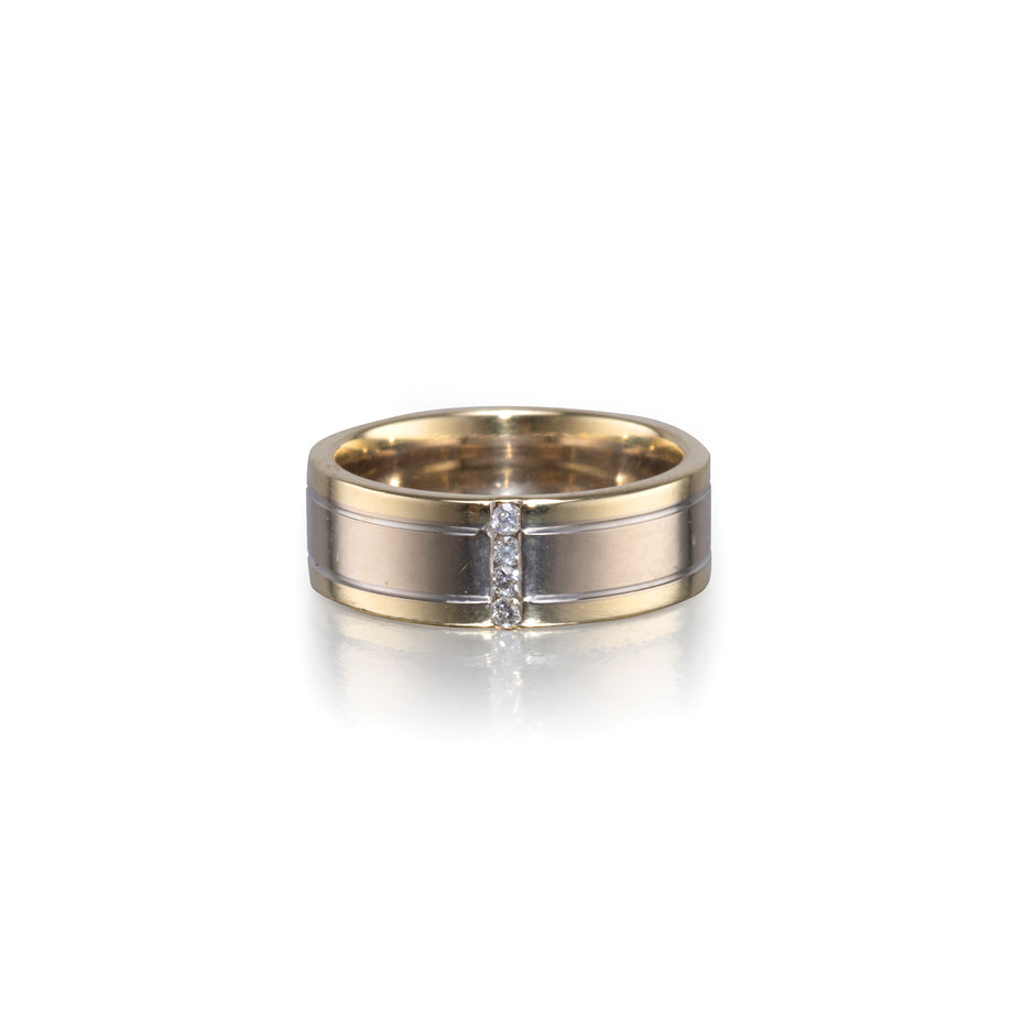 Browns 9ct Two Tone White and Yellow Gold Diamond Channel Set Diamond Band