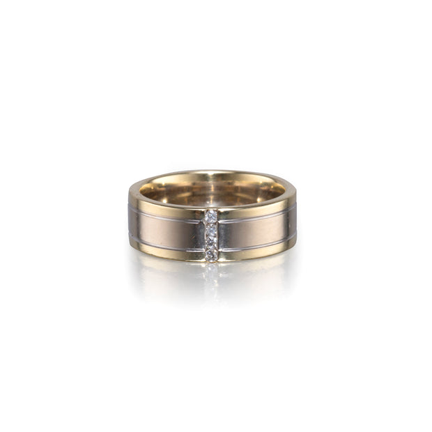 Browns 9ct Two Tone White and Yellow Gold Diamond Channel Set Diamond Band