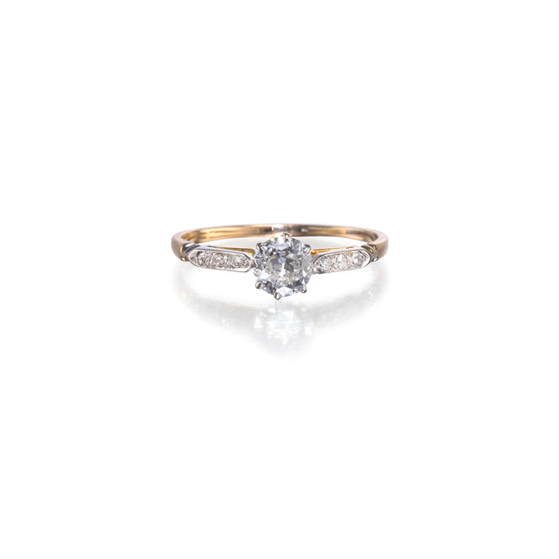 Vintage 18ct Two Tone White and Yellow Gold Solitaire Diamond Ring