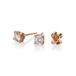 18ct Rose Gold 4 Claw Diamond Stud Earrings