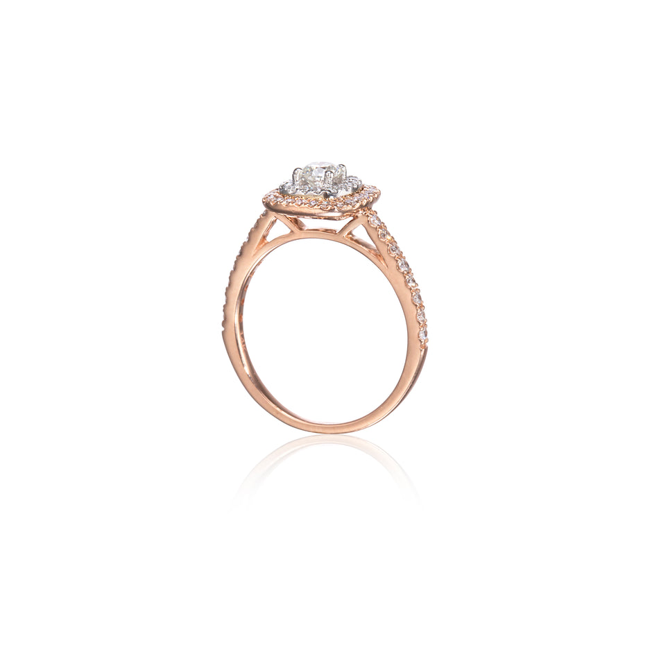 14ct Rose and White Gold Two Tone Double Halo Ring