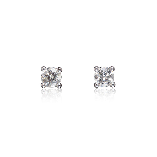 18ct White Gold 4 Claw Diamond Stud Earrings
