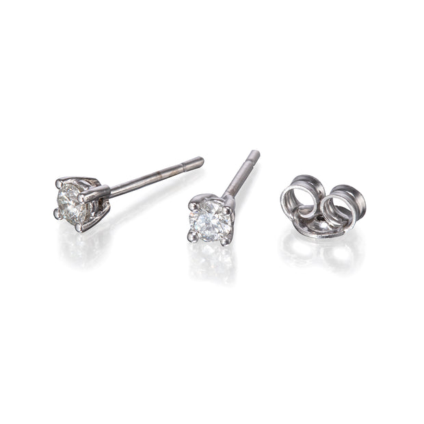 18ct White Gold 4 Claw Diamond Stud Earrings