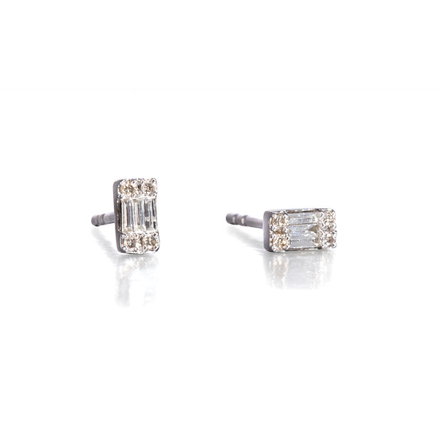 9ct White Gold Illusion Set Diamond Cluster Earrings